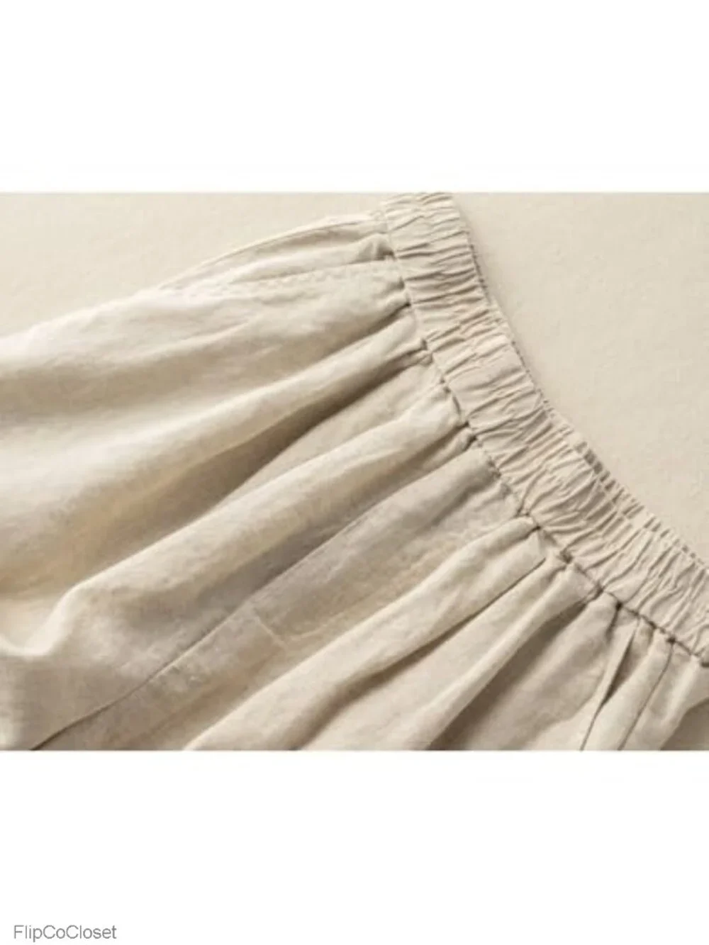 Wide Leg Linen Shorts Elastic High Waisted Pleated Loose Casual Comfy - Picture 3 of 3